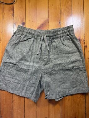 Les Duex Lesley Paisley Shorts Size XL Linen Cotton Blend Elastic Waist